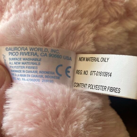 Aurora baby pink plush elephant stuffed animal 9 inches - Picture 5 of 7